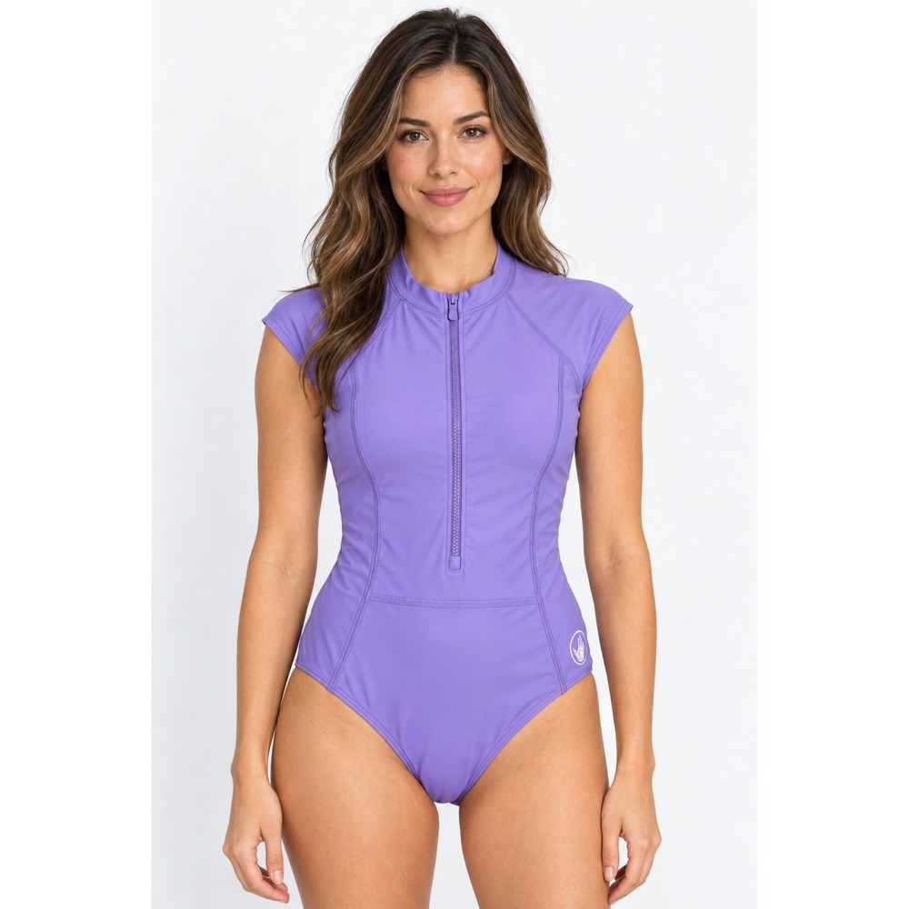 NWT Body Glove Stand Up Paddle Swimsuit Womens M Purple Zip Front UPF 50